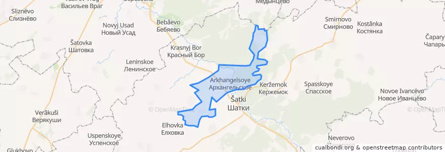 Mapa de ubicacion de Архангельский сельсовет.