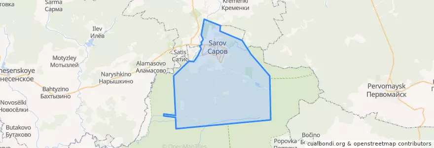 Mapa de ubicacion de городской округ Саров.