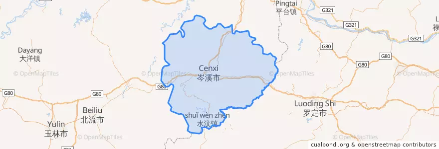 Mapa de ubicacion de Cenxi City.