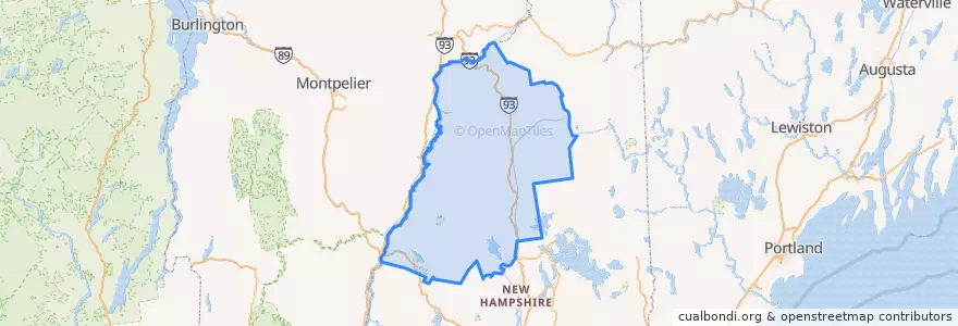 Mapa de ubicacion de Grafton County.