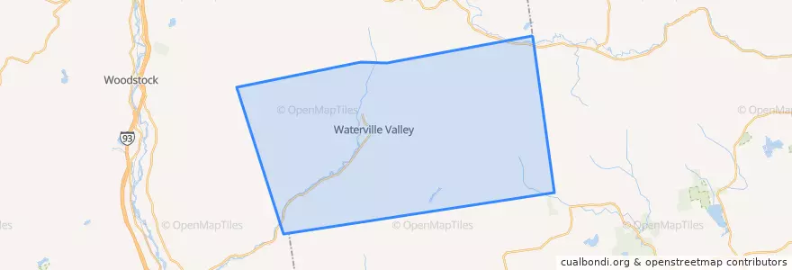 Mapa de ubicacion de Waterville Valley.