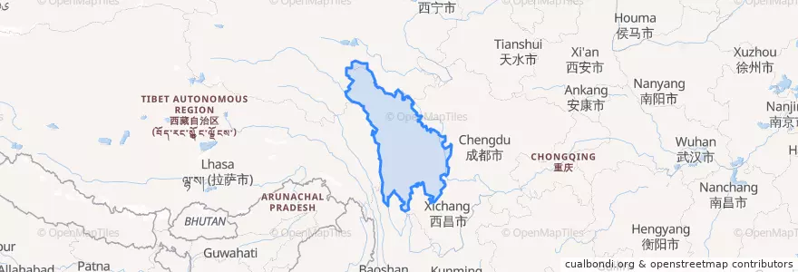 Mapa de ubicacion de དཀར་མཛེས 甘孜藏族自治州.