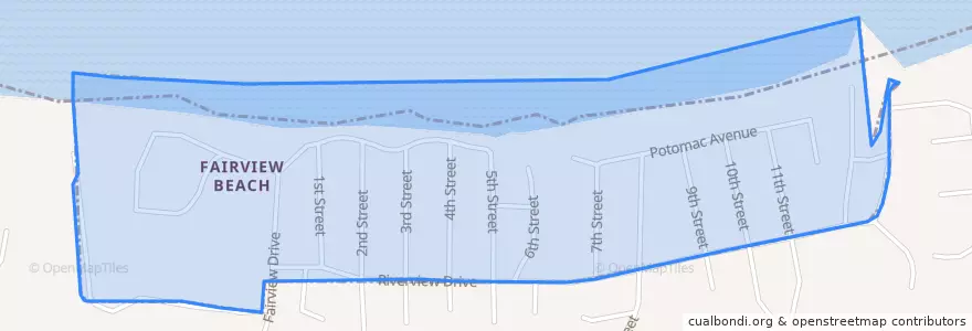 Mapa de ubicacion de Fairview Beach.