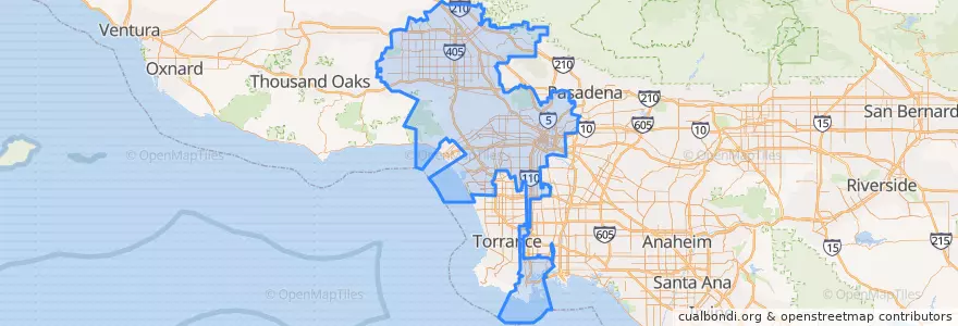 Mapa de ubicacion de Los Angeles.