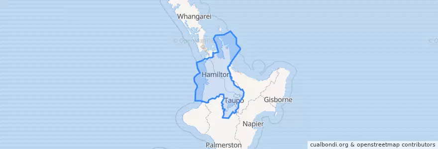 Mapa de ubicacion de Waikato.