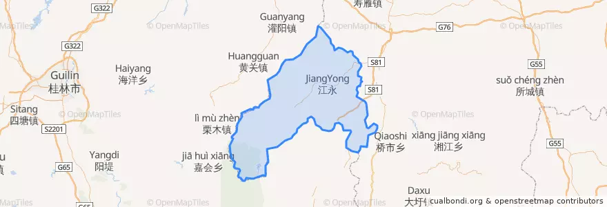 Mapa de ubicacion de 江永县 (Jiangyong).