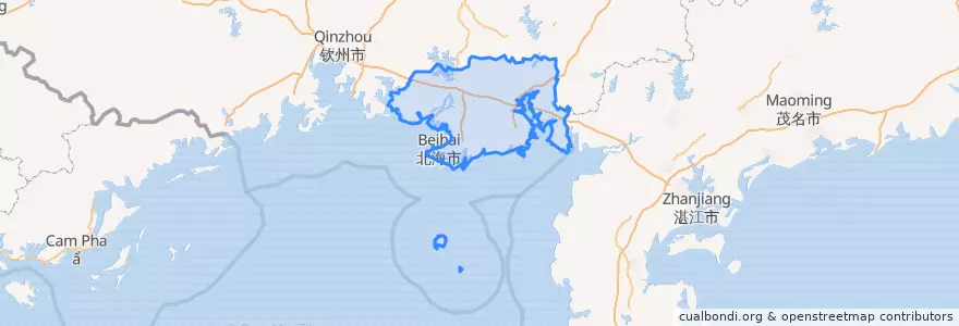 Mapa de ubicacion de Beihai.