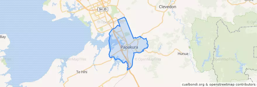 Mapa de ubicacion de Papakura.