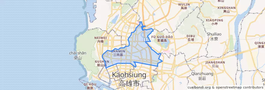 Mapa de ubicacion de Sanmin District.