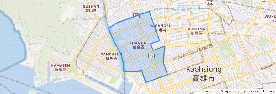 Mapa de ubicacion de Qianjin.