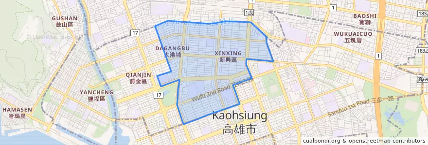 Mapa de ubicacion de 新興區.