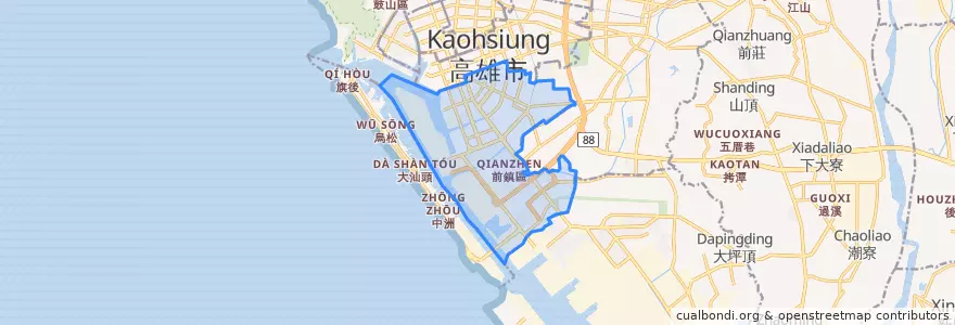 Mapa de ubicacion de Qianzhen District.