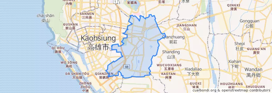 Mapa de ubicacion de Fengshan.