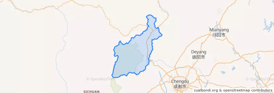 Mapa de ubicacion de ཝུན་ཁྲོན་རྫོང་ 汶川县.