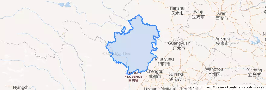 Mapa de ubicacion de Нгава-Тибетско-Цянский автономный округ.