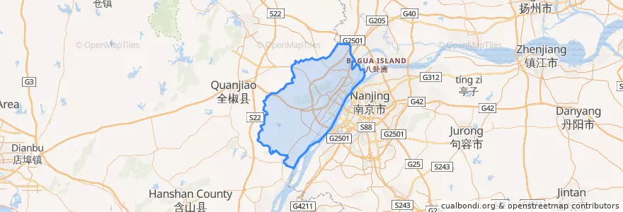Mapa de ubicacion de 浦口区.