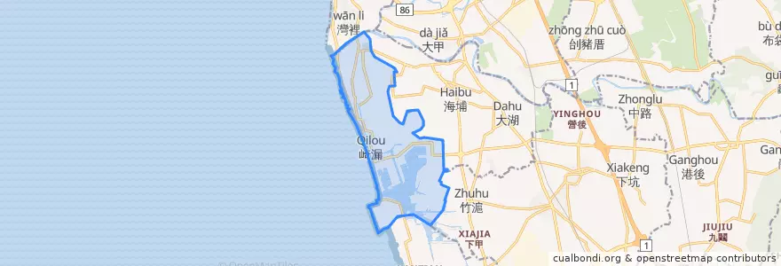 Mapa de ubicacion de Distretto di Qieding.