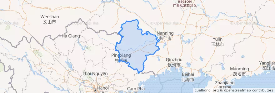 Mapa de ubicacion de Chongzuo City.