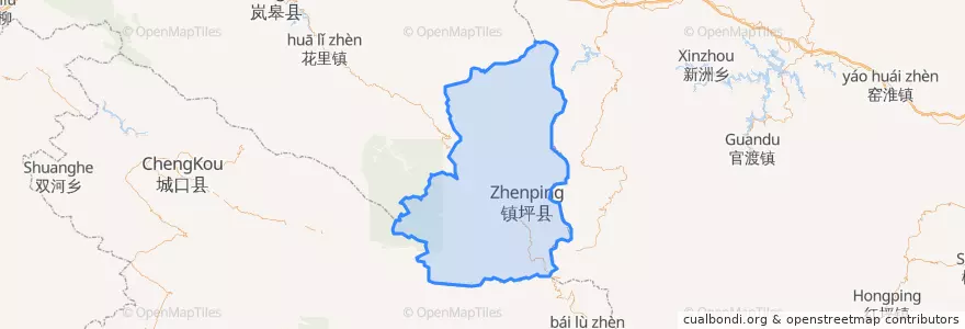 Mapa de ubicacion de 镇坪县 (Zhenping).