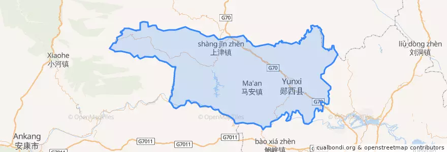 Mapa de ubicacion de 郧西县.