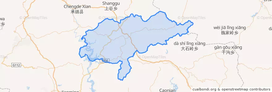 Mapa de ubicacion de Kuancheng Manchu Autonomous County.