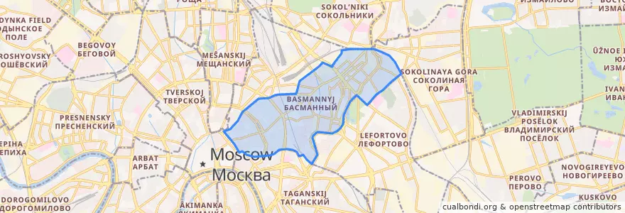 Mapa de ubicacion de Басманный район.