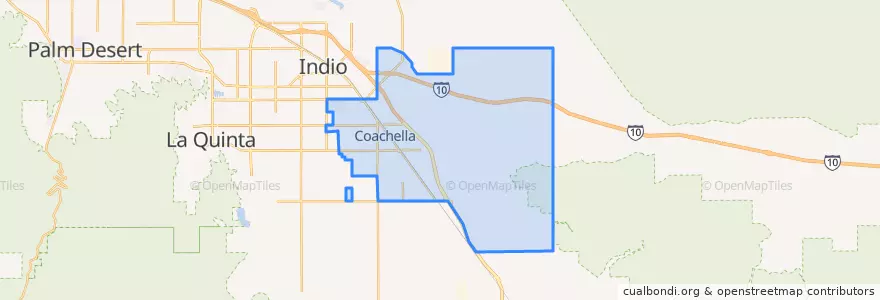 Mapa de ubicacion de Coachella.