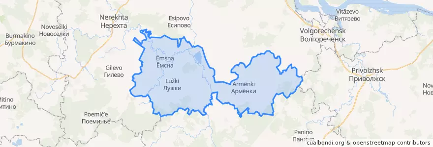 Mapa de ubicacion de Ёмсненское сельское поселение.