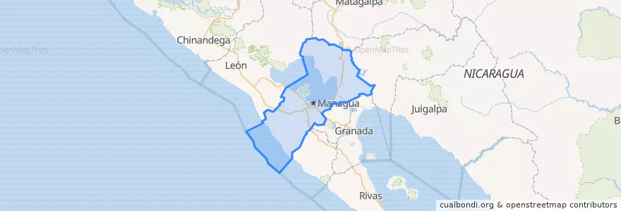 Mapa de ubicacion de Departamento de Managua.