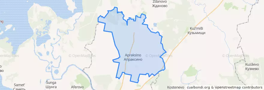 Mapa de ubicacion de Апраксинское сельское поселение.