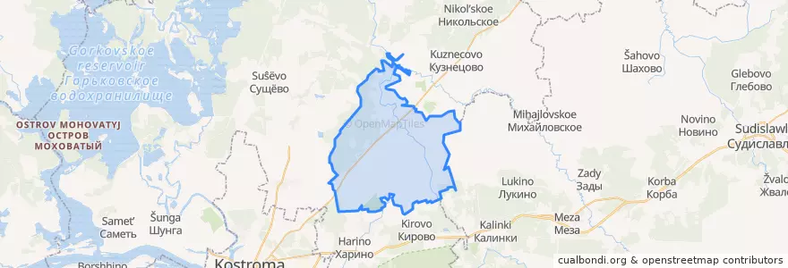 Mapa de ubicacion de Кузьмищенское сельское поселение.
