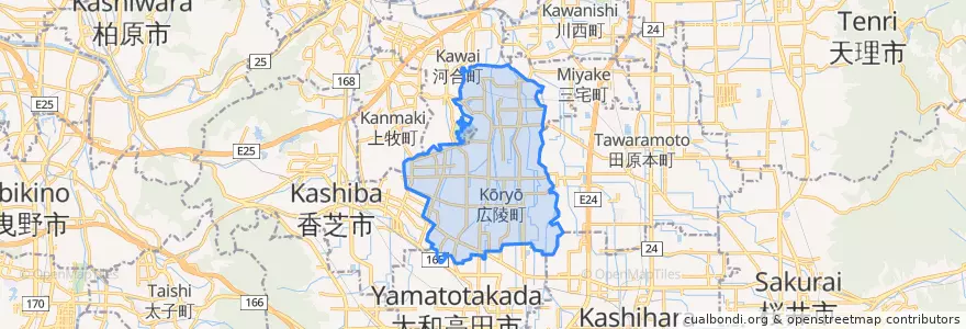 Mapa de ubicacion de 広陵町.