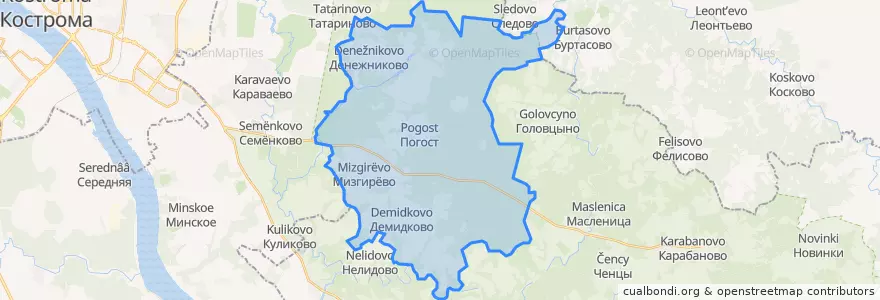 Mapa de ubicacion de Гридинское сельское поселение.