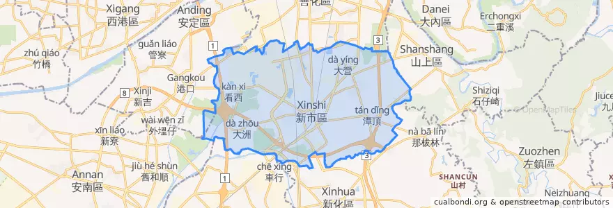 Mapa de ubicacion de 新市區.