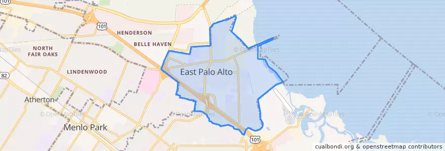 Mapa de ubicacion de East Palo Alto.