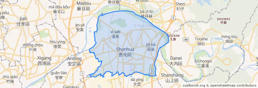 Mapa de ubicacion de 善化區.