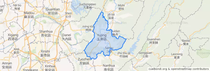 Mapa de ubicacion de Yujing.