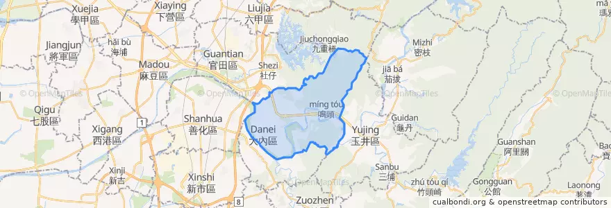 Mapa de ubicacion de 大內區.
