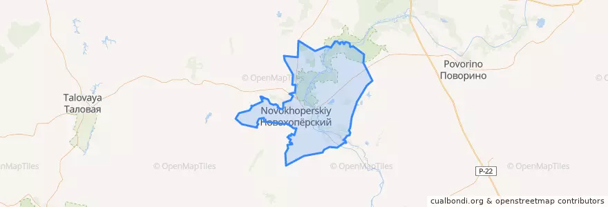 Mapa de ubicacion de городское поселение Новохопёрск.