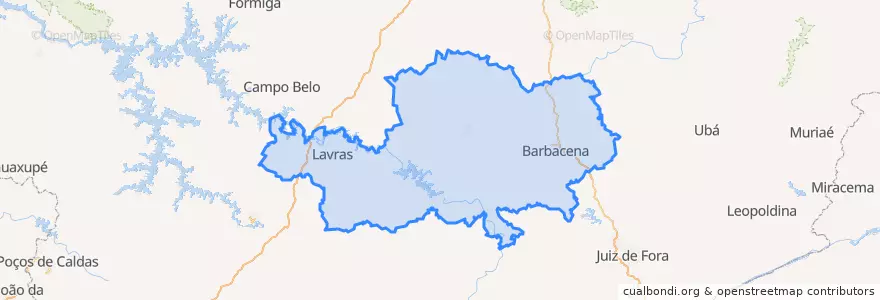 Mapa de ubicacion de Região Geográfica Intermediária de Barbacena.