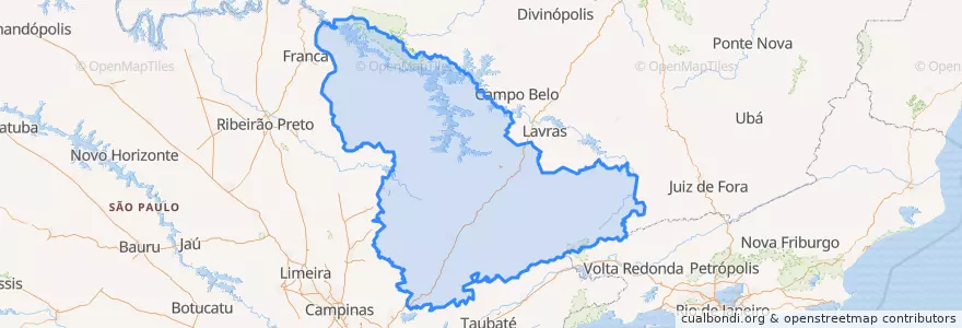 Mapa de ubicacion de Região Geográfica Intermediária de Varginha.