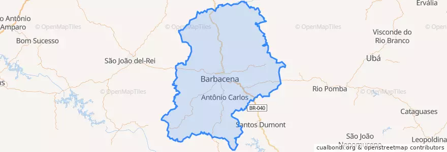 Mapa de ubicacion de Microrregião Barbacena.