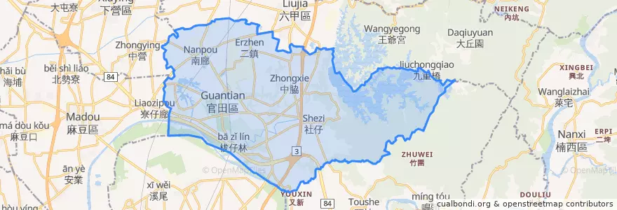 Mapa de ubicacion de 官田區.