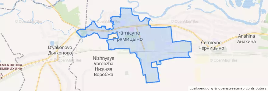 Mapa de ubicacion de городское поселение Прямицыно.