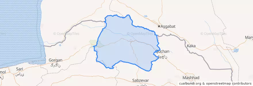 Mapa de ubicacion de استان خراسان شمالی.