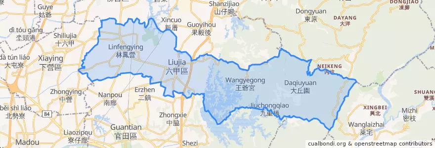 Mapa de ubicacion de 六甲区.