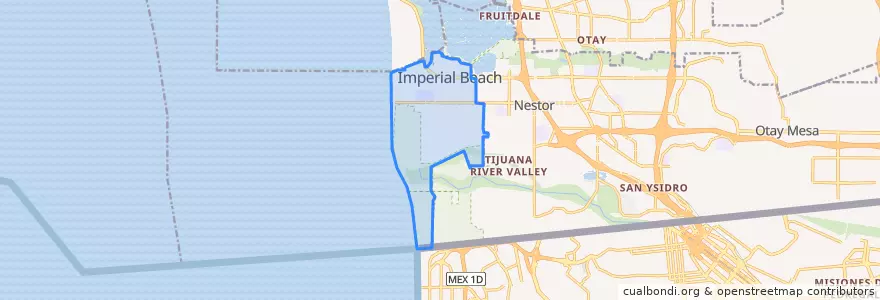 Mapa de ubicacion de Imperial Beach.