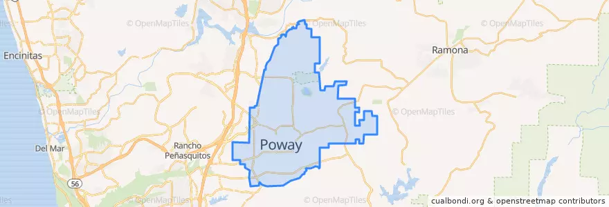 Mapa de ubicacion de Poway.
