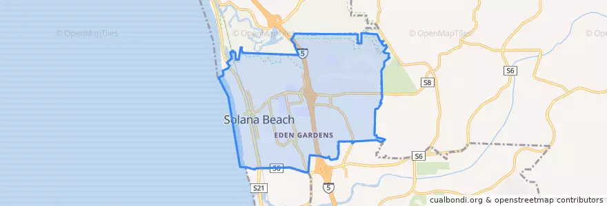 Mapa de ubicacion de Solana Beach.