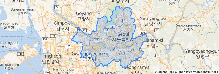 Mapa de ubicacion de 서울.